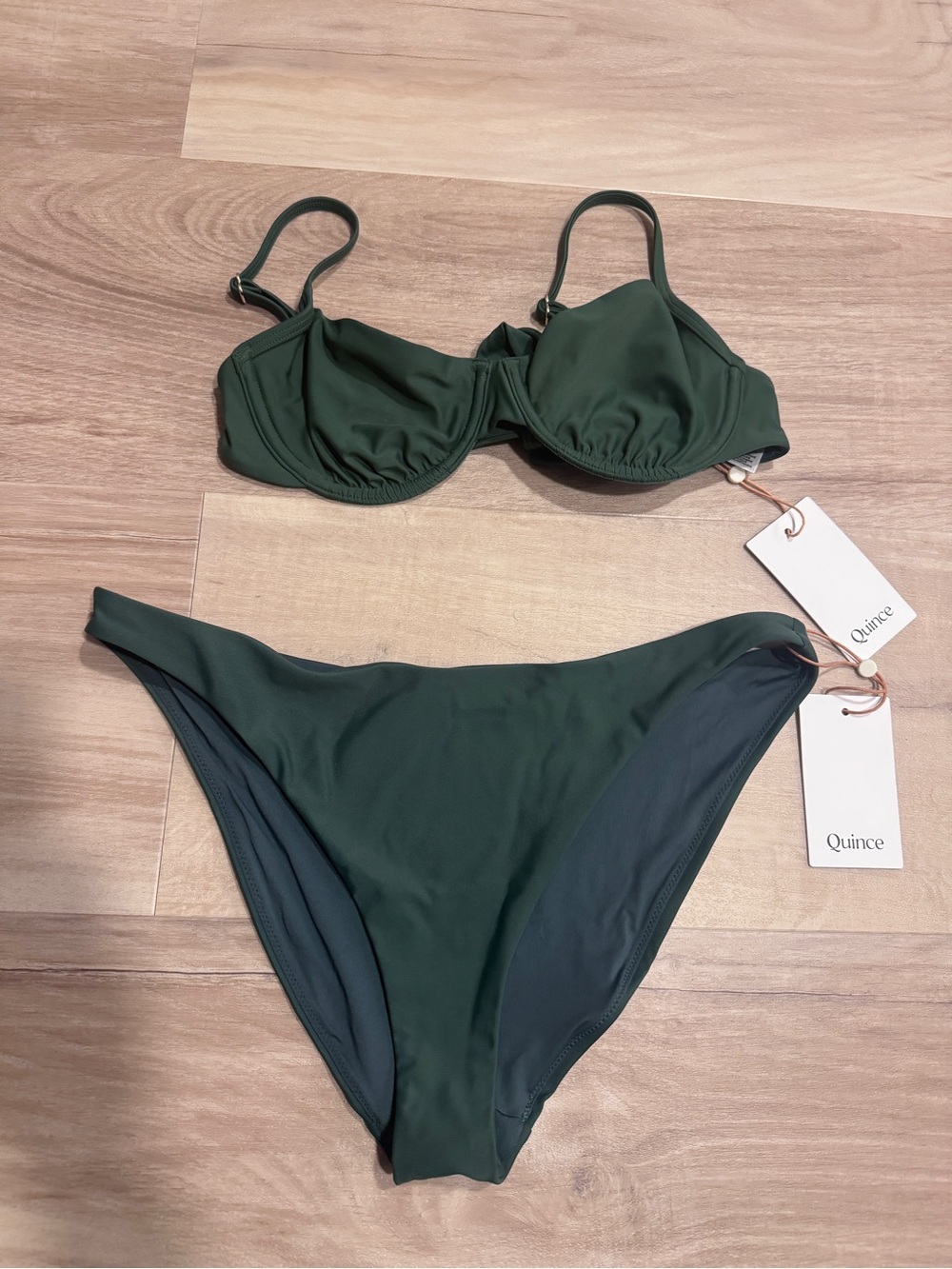 Quince Dark Forest Green Underwire Bikini Set